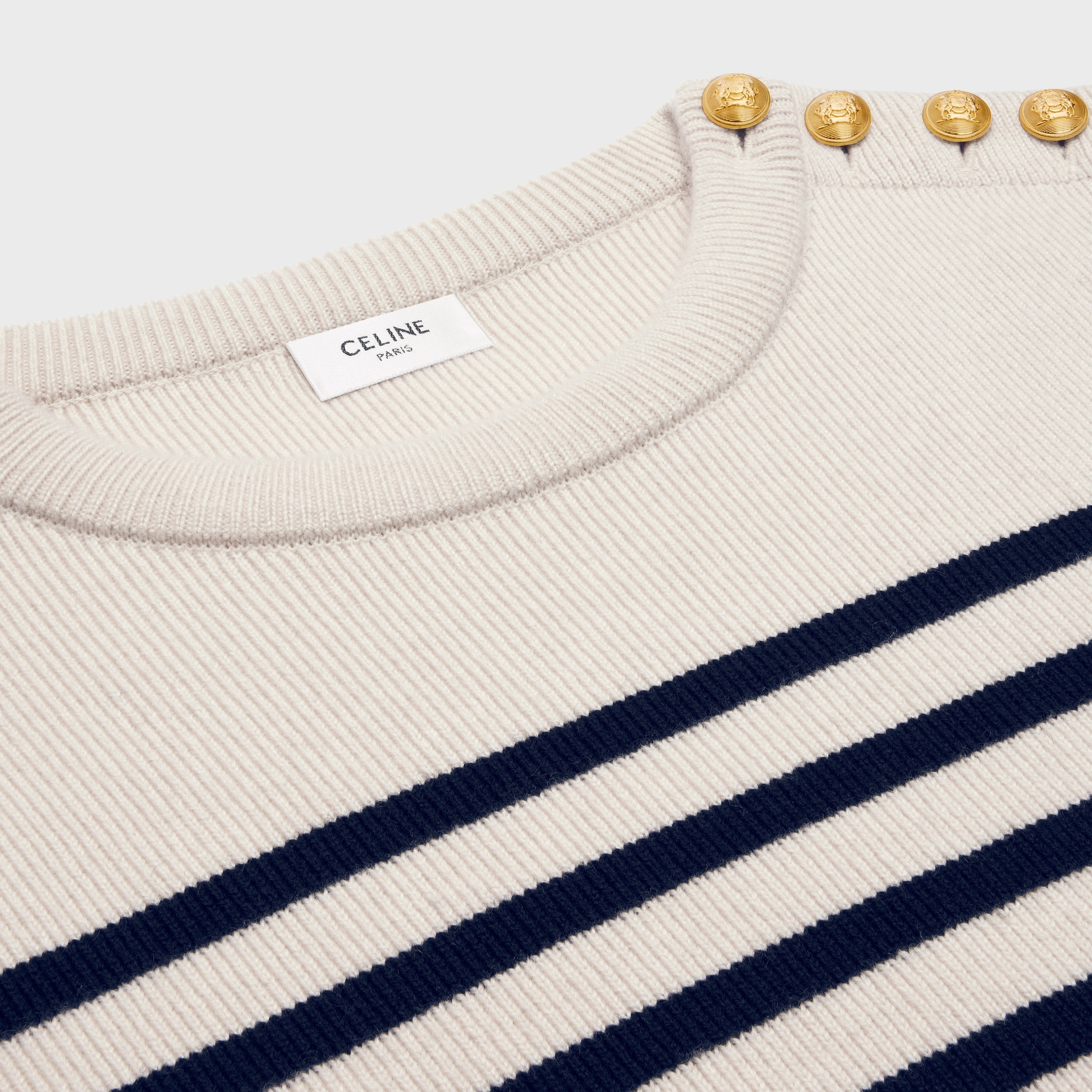 CELINE  |CREW NECK MARINIÈRE SWEATER IN CASHMERE 2AD18240U.01CN