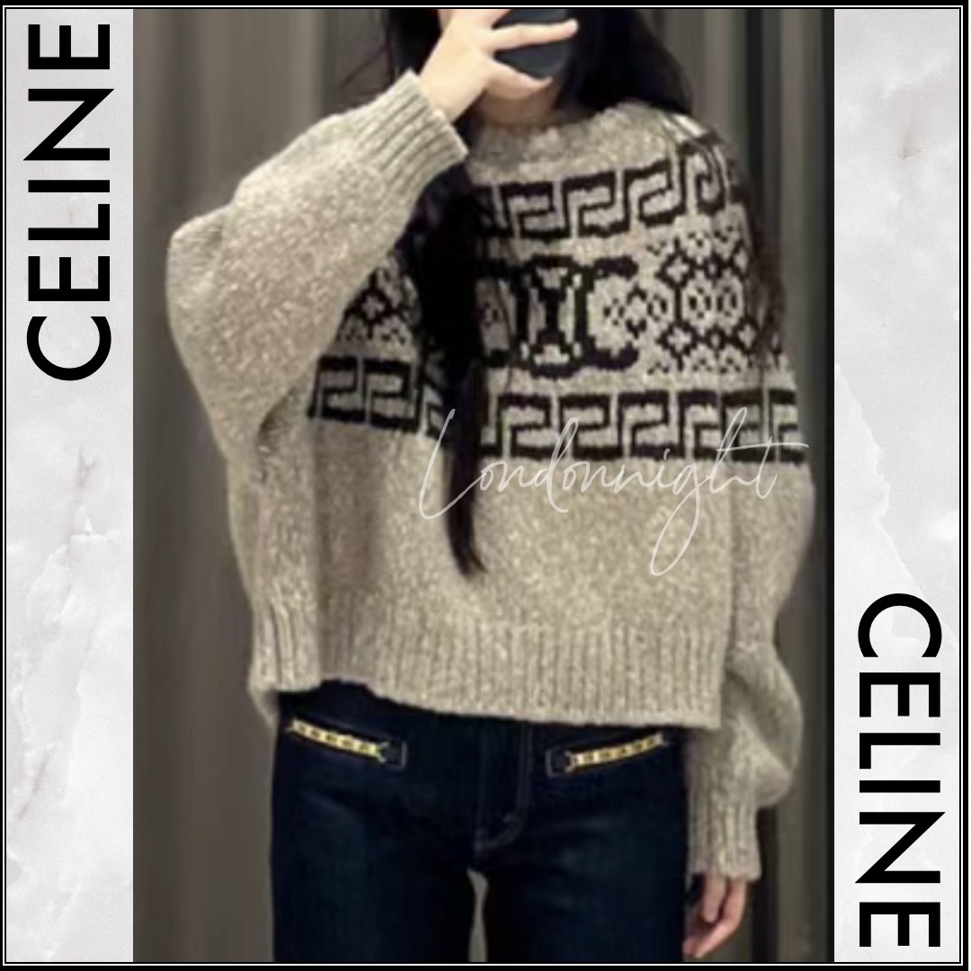 CELINE  |crew neck sweater in triomphe fair isle wool