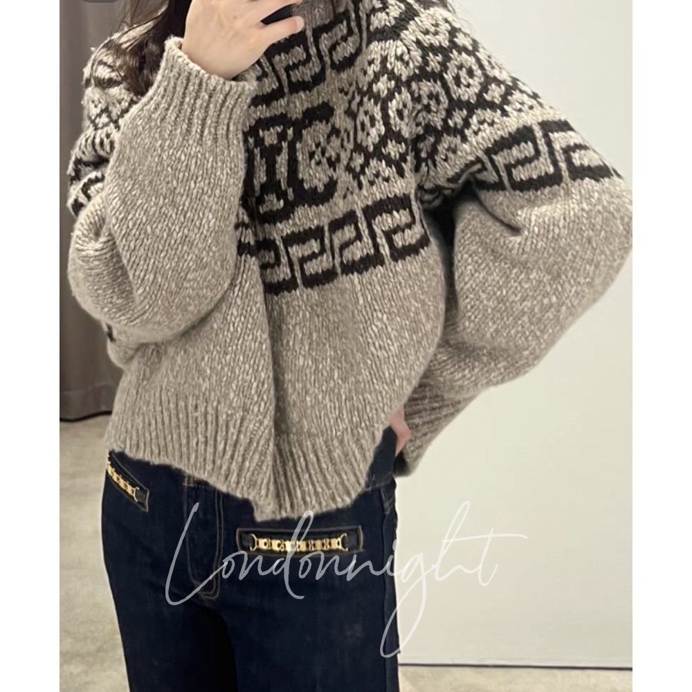 CELINE  |crew neck sweater in triomphe fair isle wool