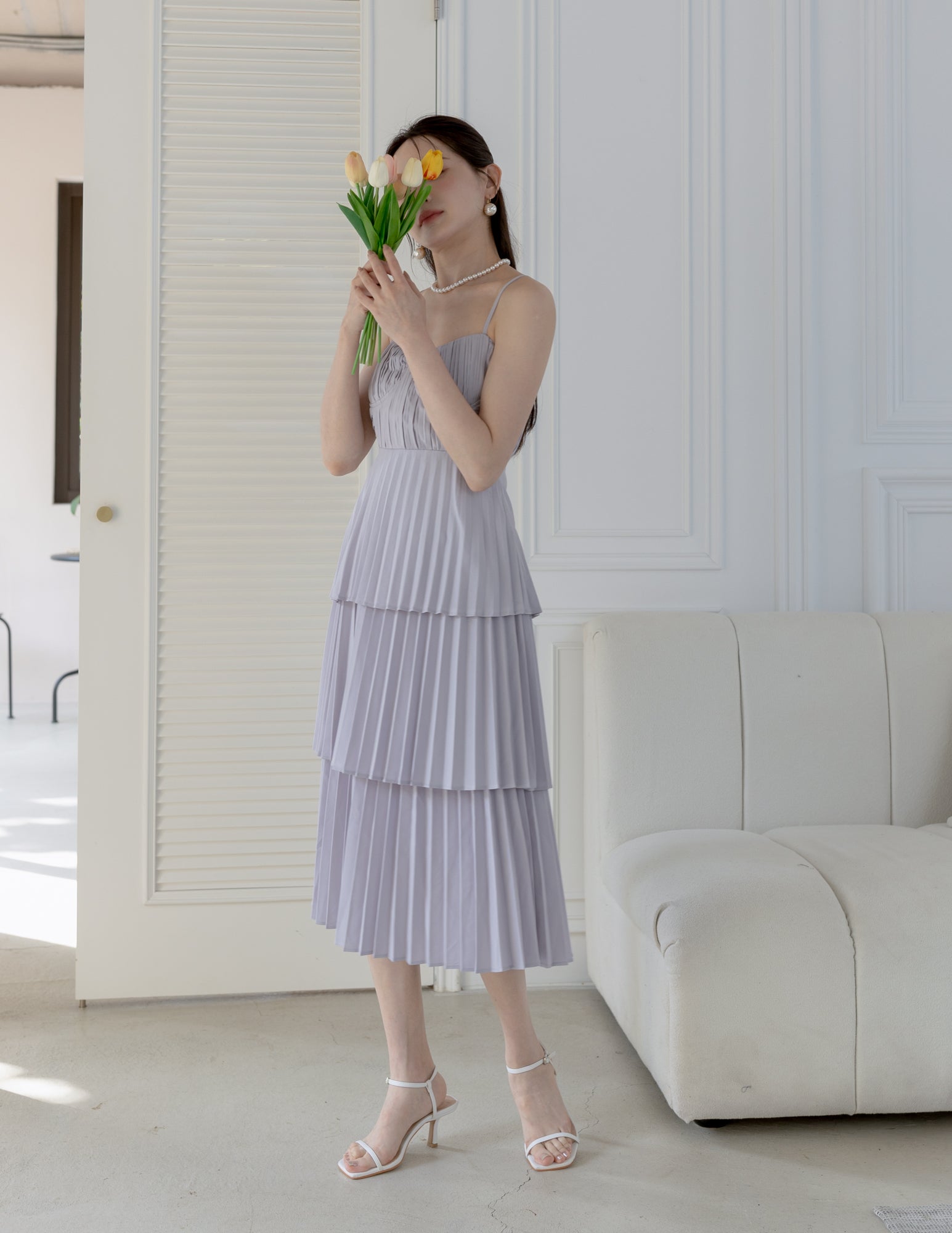 Celine Dress in Lilac Grey