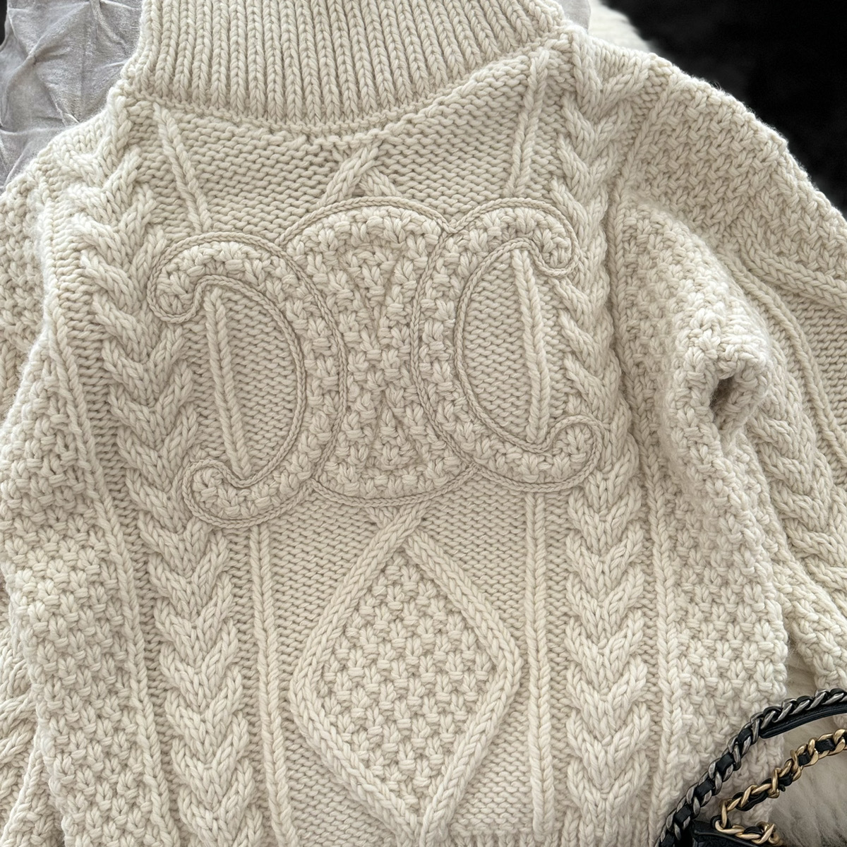 CELINE  |high neck sweater in aran alpaca wool