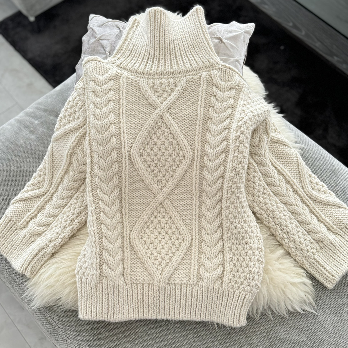 CELINE  |high neck sweater in aran alpaca wool