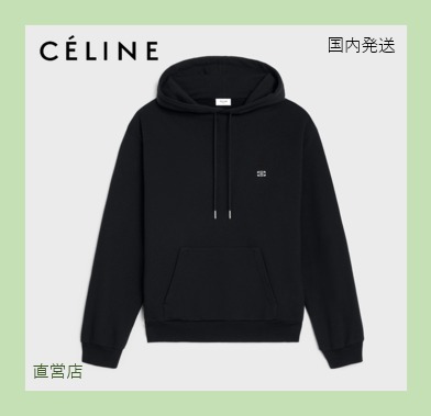 CELINE  |loose triomphe hoodie in cotton and cashmere