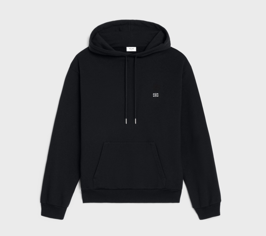 CELINE  |loose triomphe hoodie in cotton and cashmere