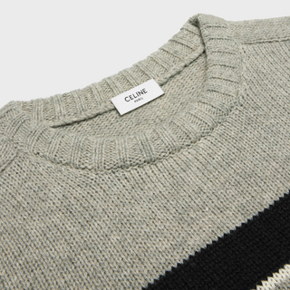 CELINE  |triomphe crew neck sweater in striped wool