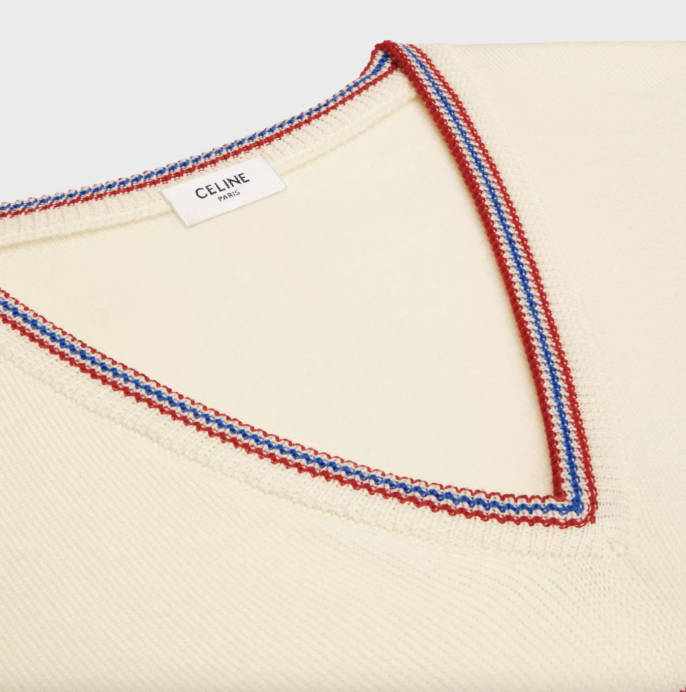 CELINE  |TRIOMPHE V-NECK SWEATER IN STRIPED WOOL 2ADCJ366Y.12TZ