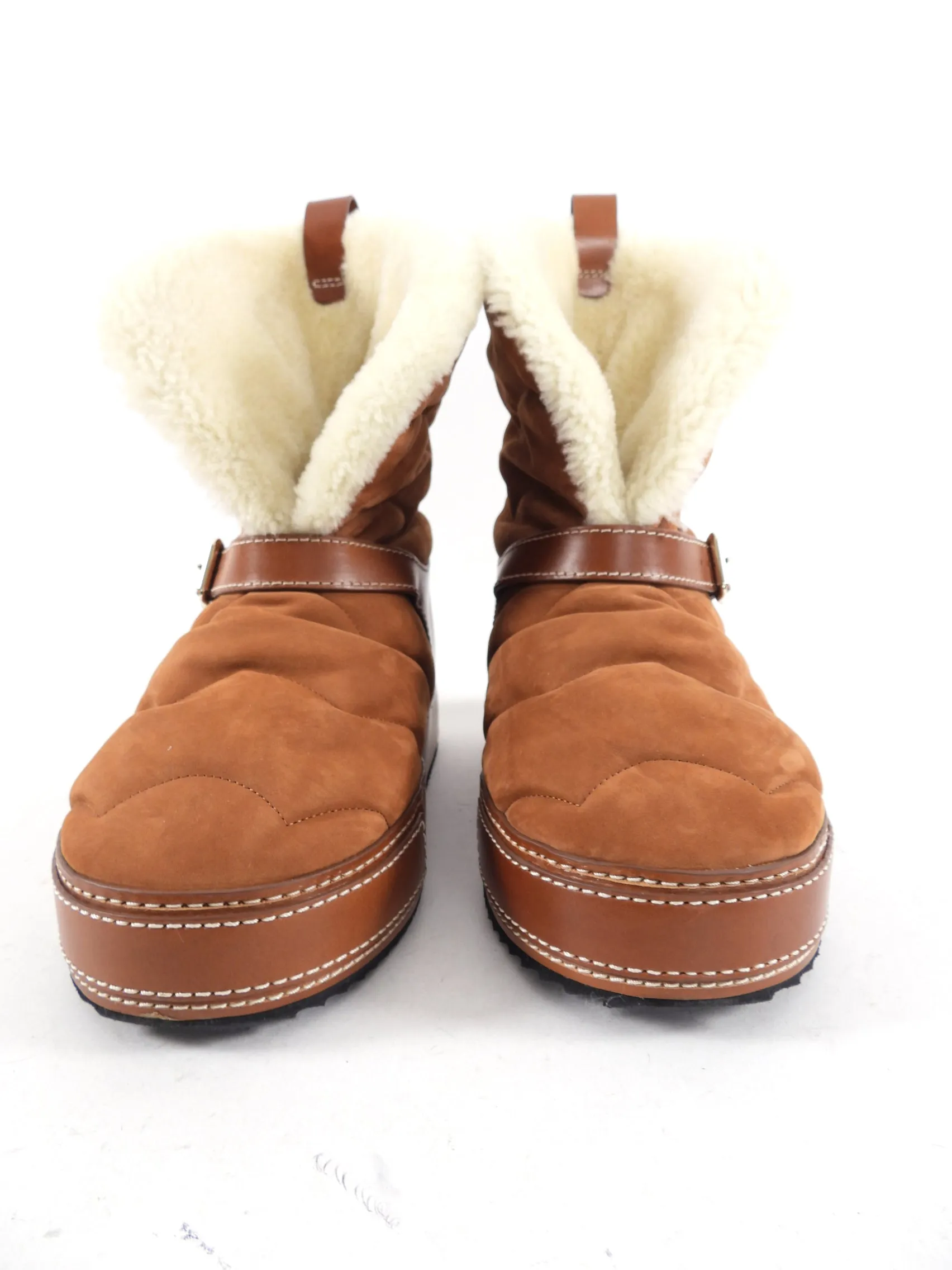 Chloe Tan Suede Shearling Winter Boot - 37 / 7