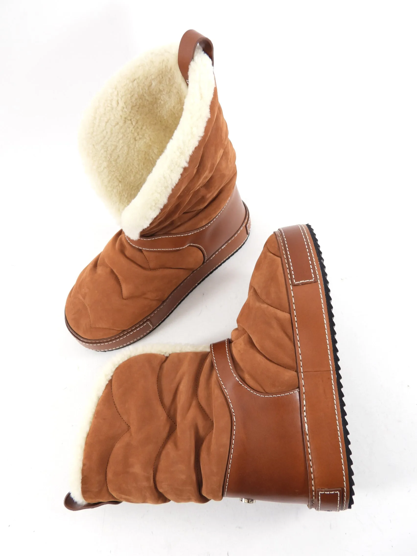 Chloe Tan Suede Shearling Winter Boot - 37 / 7