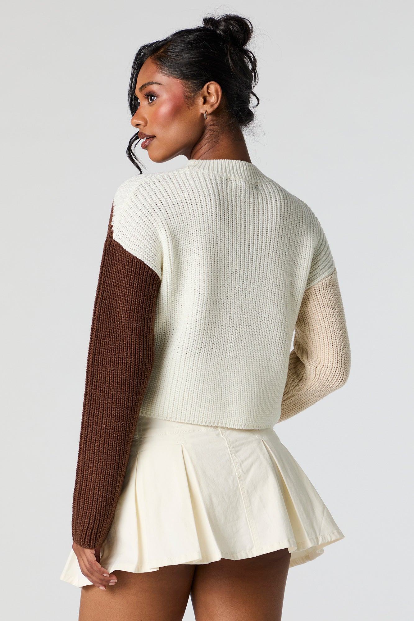 Colourblock Ribbed Knit Crewneck Sweater