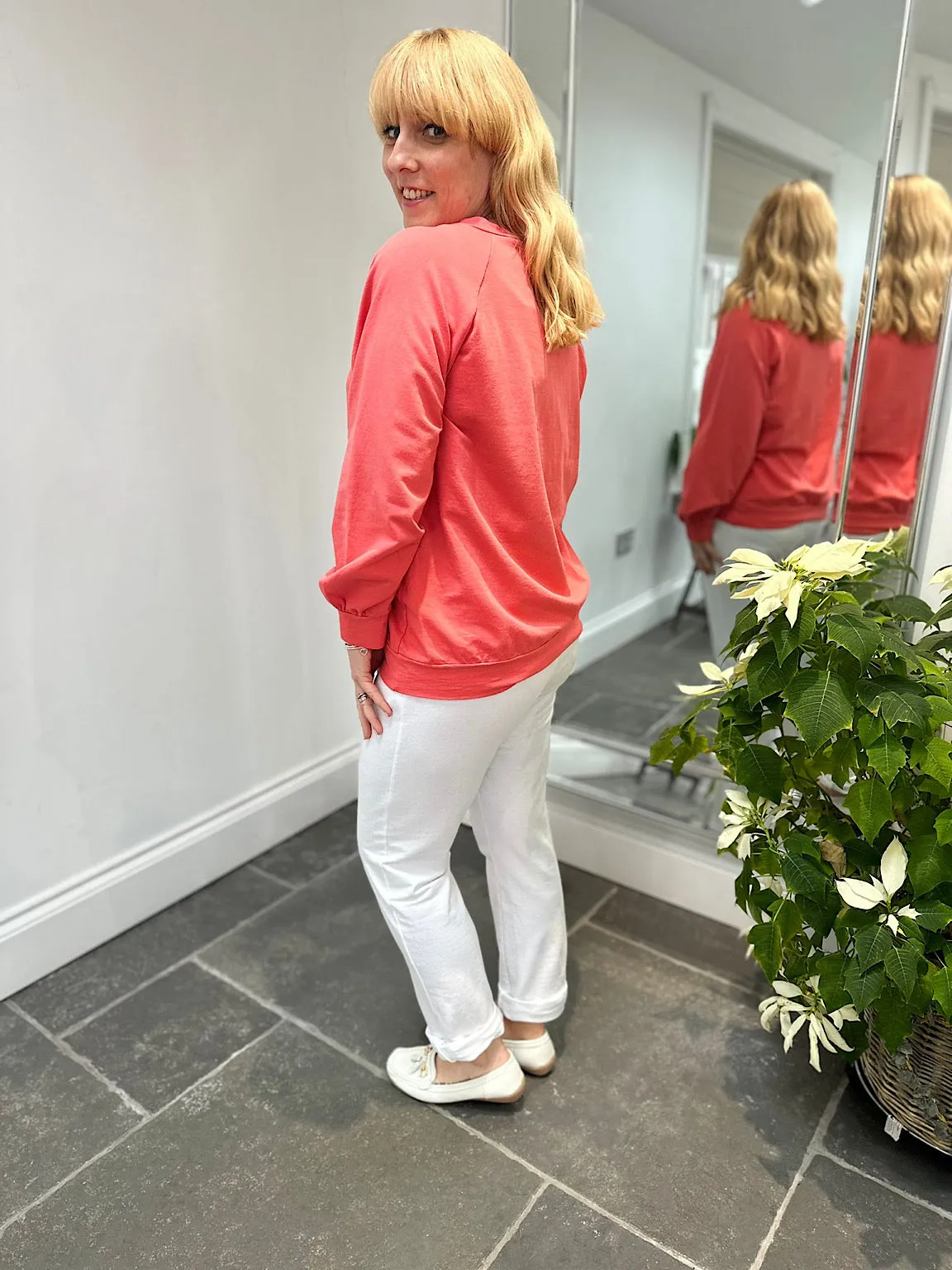 Coral V Neck Sweatshirt Reema 2