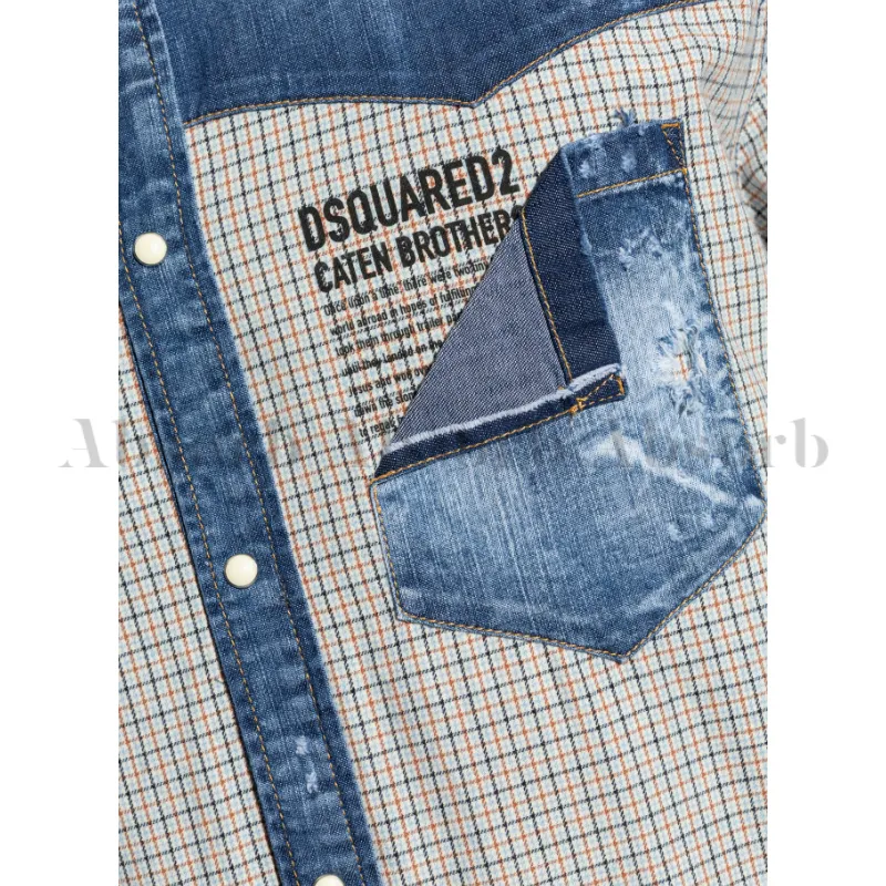 D SQUARED2  |Other Plaid Patterns Denim Street Style Long Sleeves Cotton