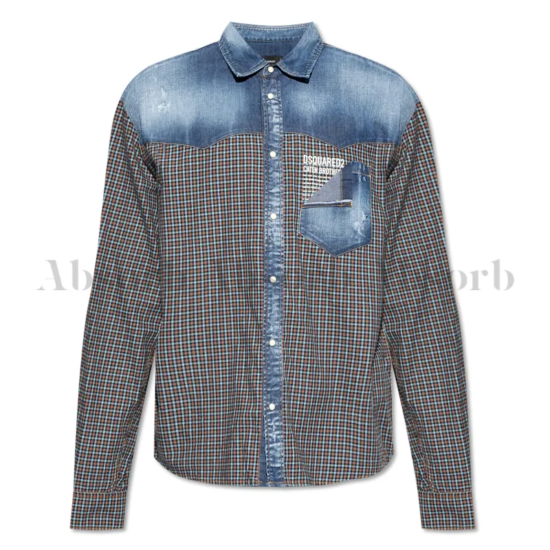 D SQUARED2  |Other Plaid Patterns Denim Street Style Long Sleeves Cotton