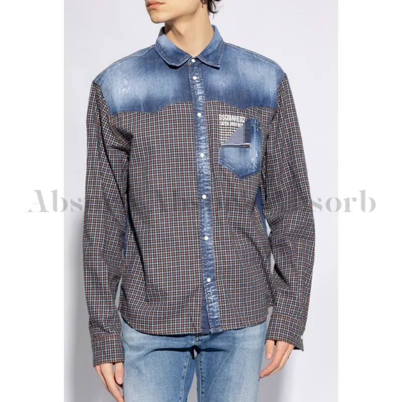 D SQUARED2  |Other Plaid Patterns Denim Street Style Long Sleeves Cotton