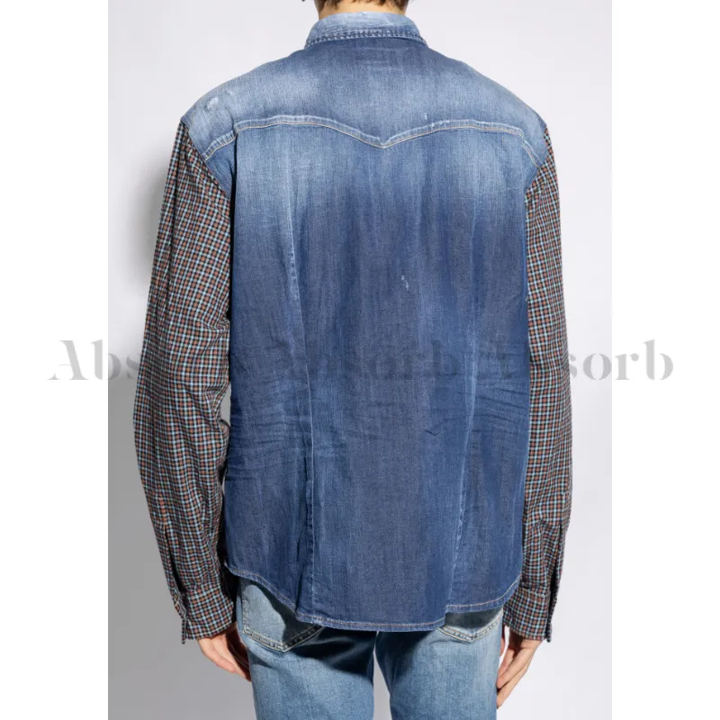 D SQUARED2  |Other Plaid Patterns Denim Street Style Long Sleeves Cotton