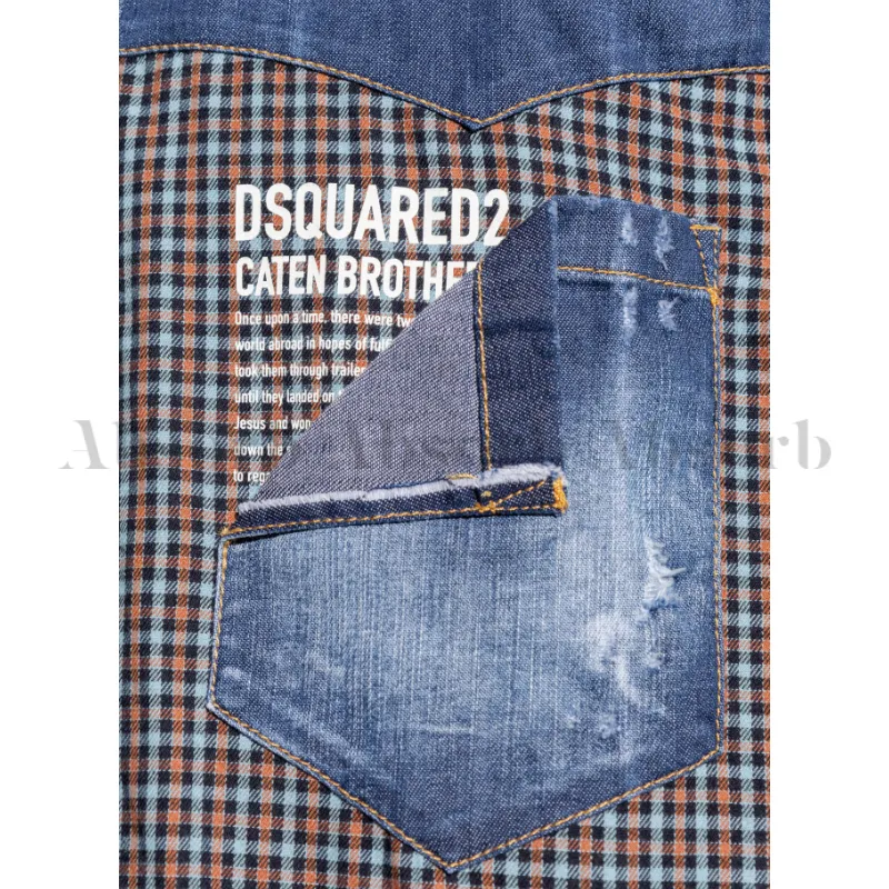 D SQUARED2  |Other Plaid Patterns Denim Street Style Long Sleeves Cotton