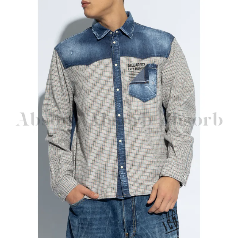 D SQUARED2  |Other Plaid Patterns Denim Street Style Long Sleeves Cotton