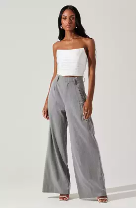 Dawson Pinstripe Asymmetric Wide Leg Pants