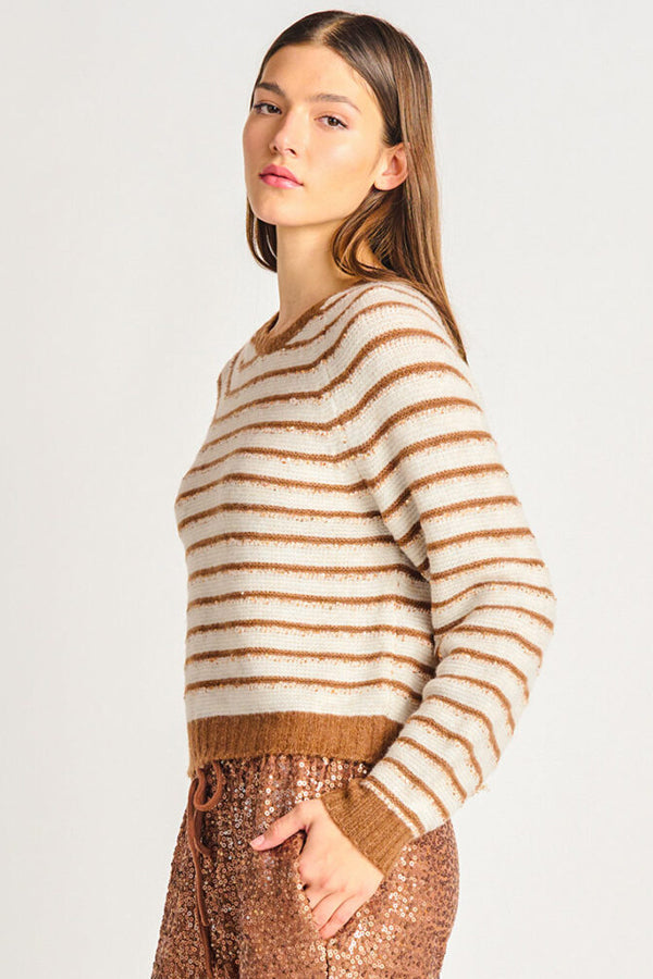 DEX Striped Sequin Sweater