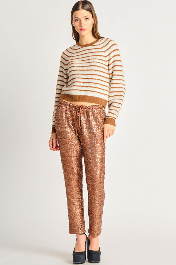 DEX Striped Sequin Sweater