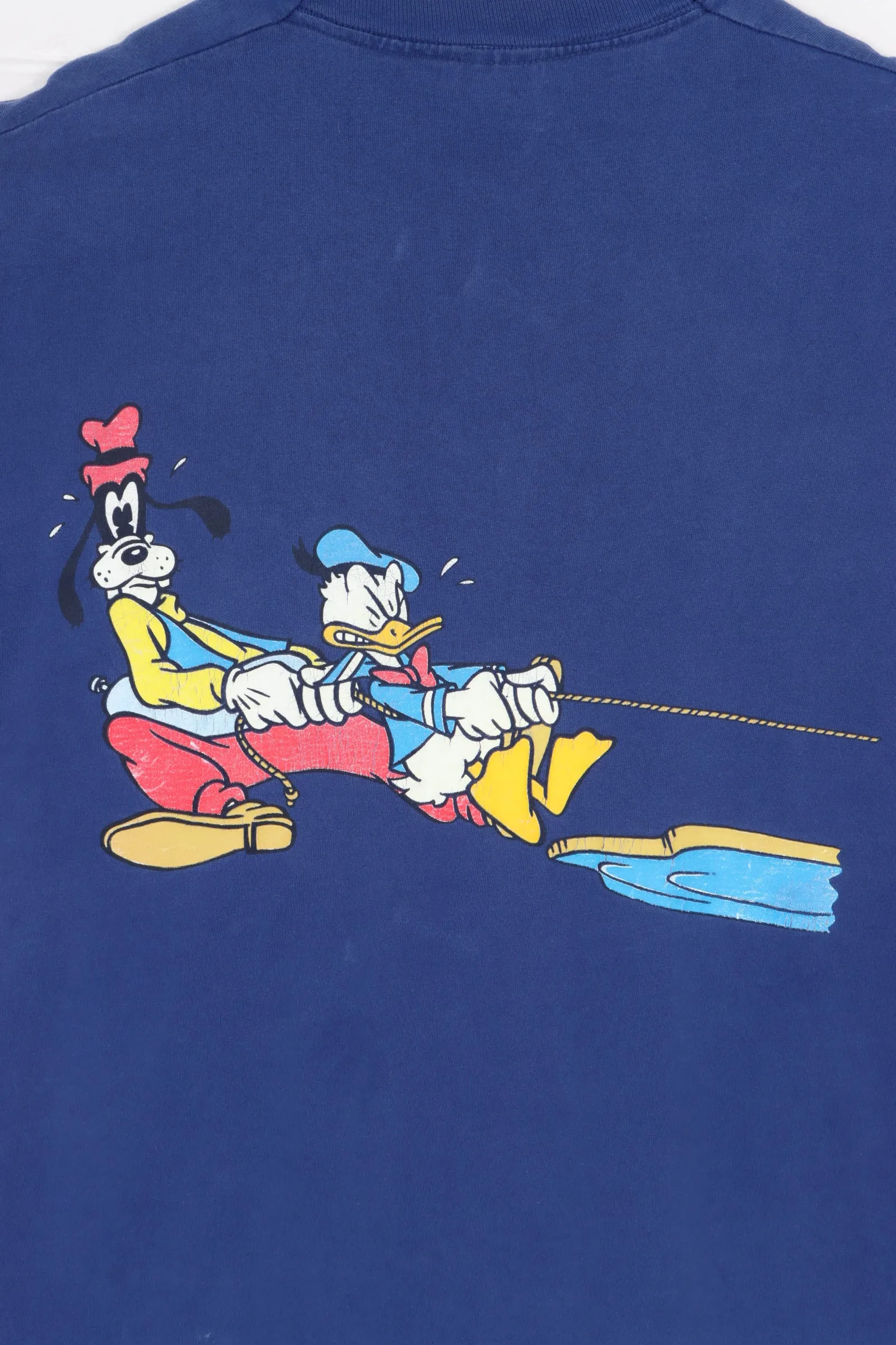 DISNEY 90s Mickey & Friends Tug of War Front Back Single Stitch T-Shirt USA Made (XL)