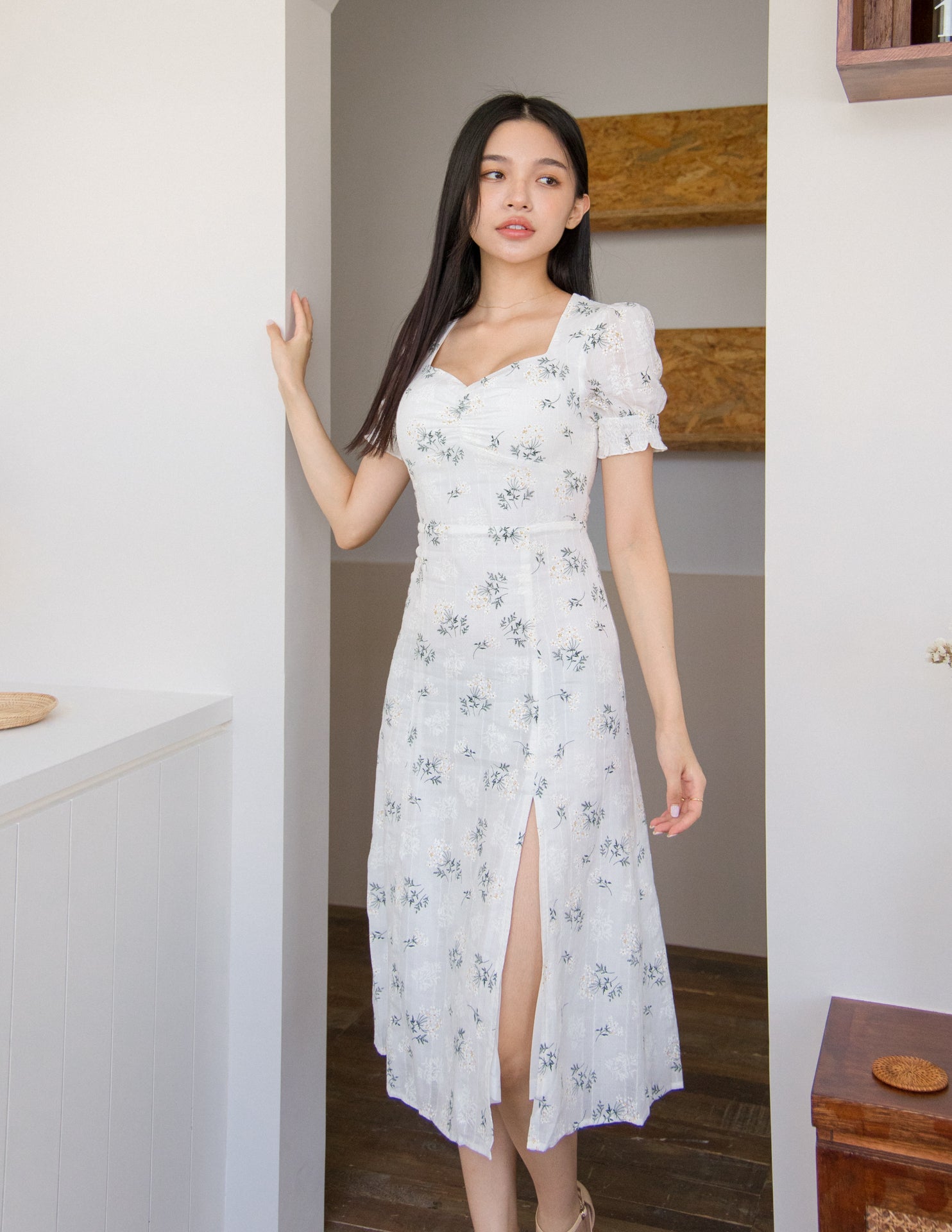 Dixie Dress V.2 in Floral White