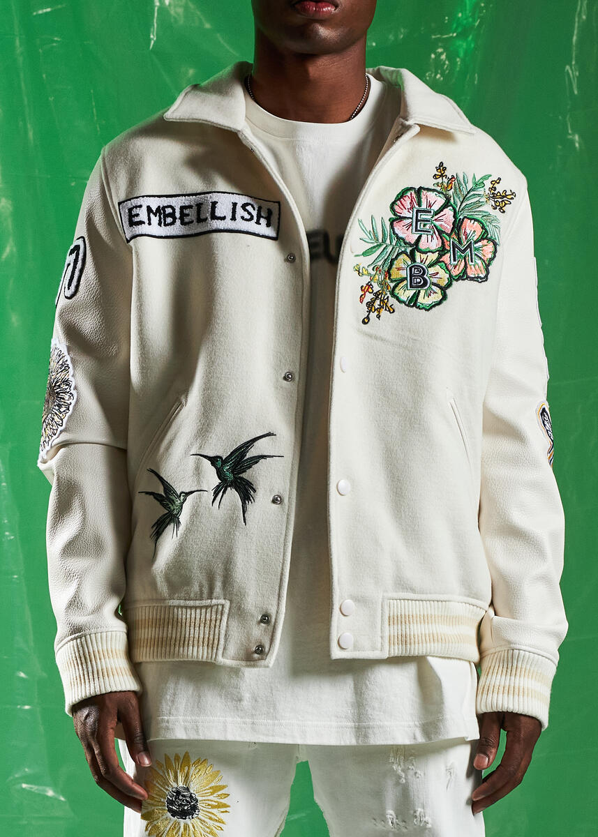 EMBELLISH SPRING VARSITY JACKET (CREA