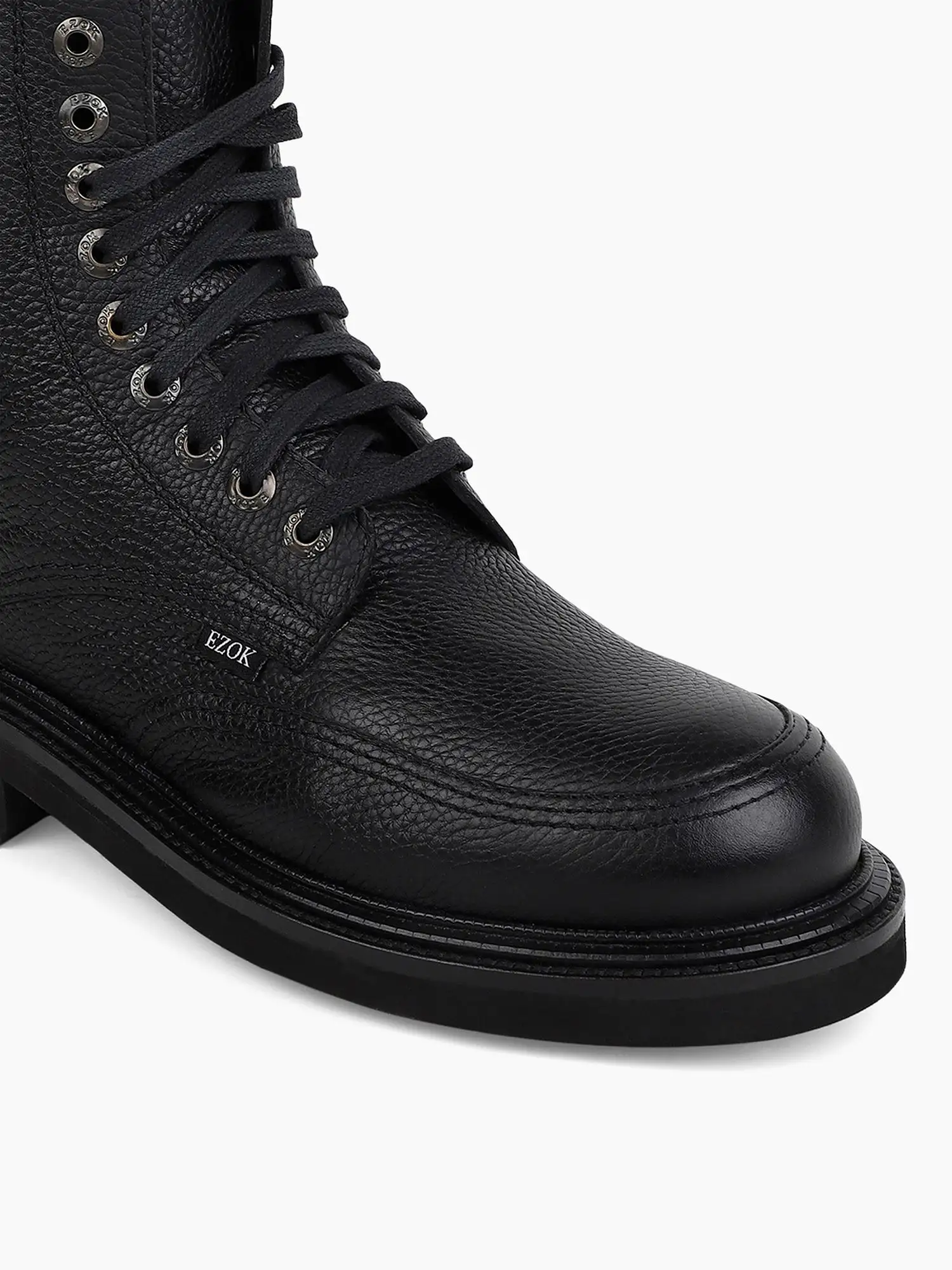 Ezok Black Lace-ups Leather Boot For Men