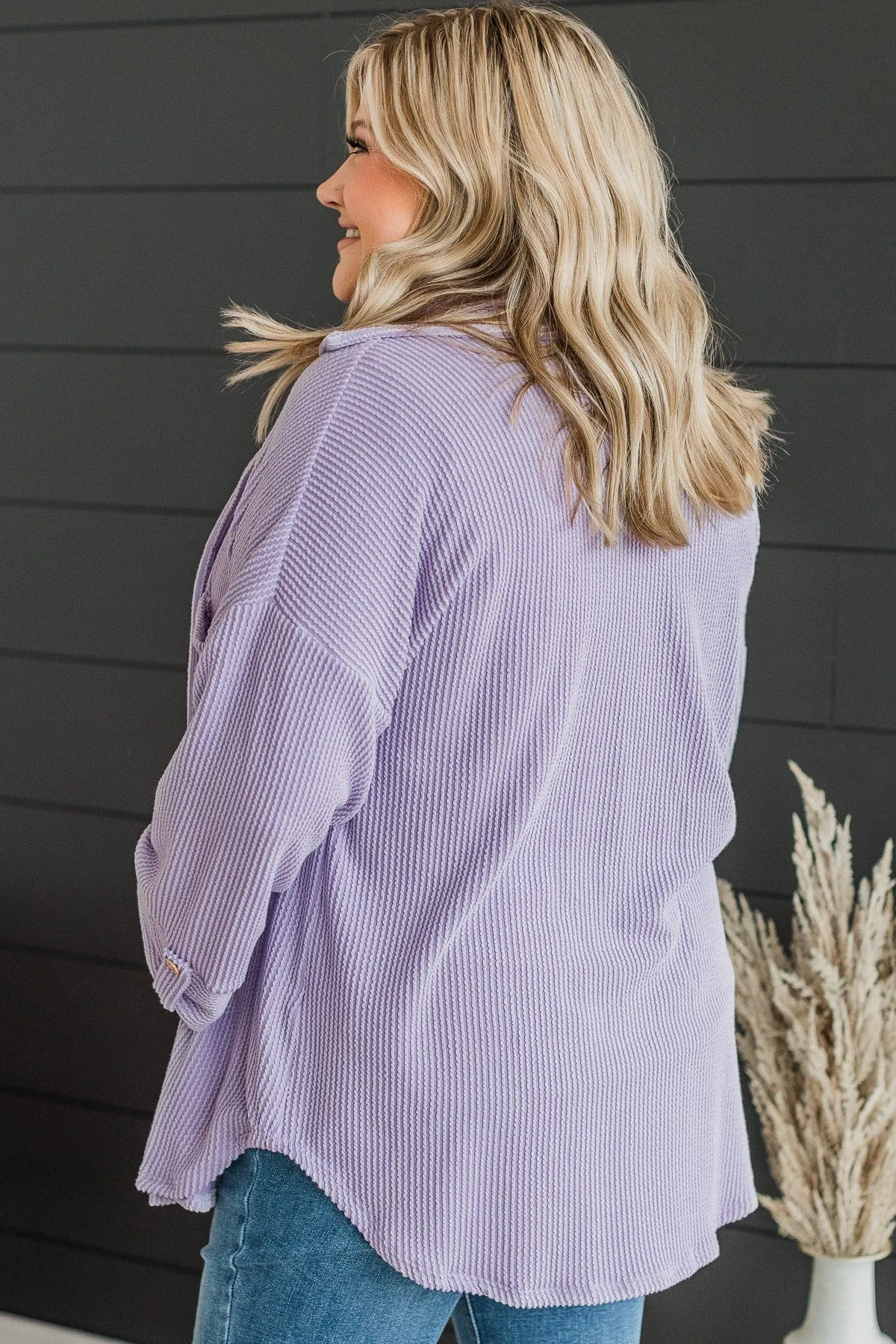 Feeling Bold Ribbed Shirt Jacket- Lavender