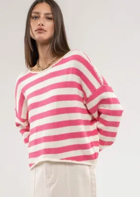 FINAL SALE - Pink Striped Pullover