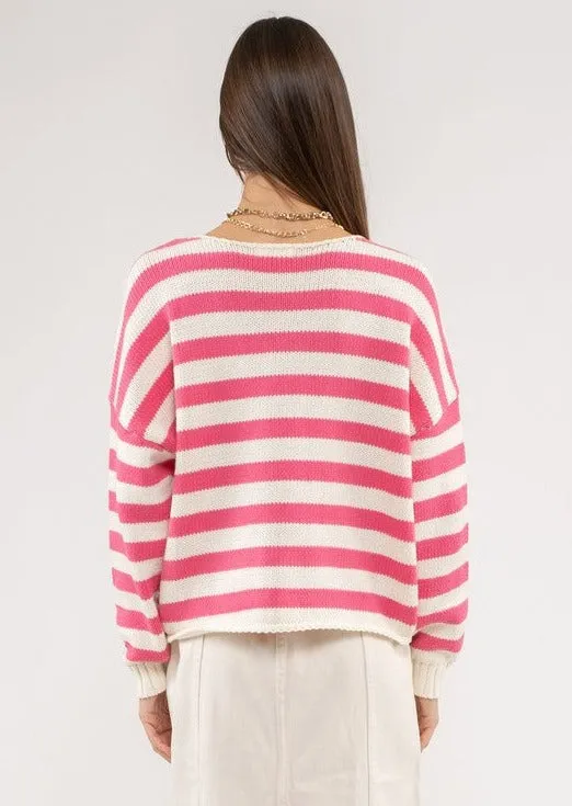 FINAL SALE - Pink Striped Pullover