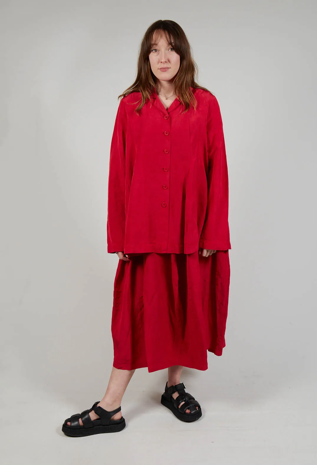 Flared Hem Tailored Jacket in Chili