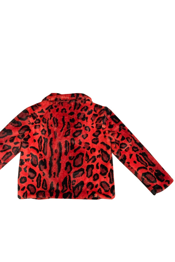 Fun Sport Red Leopard Faux Coat