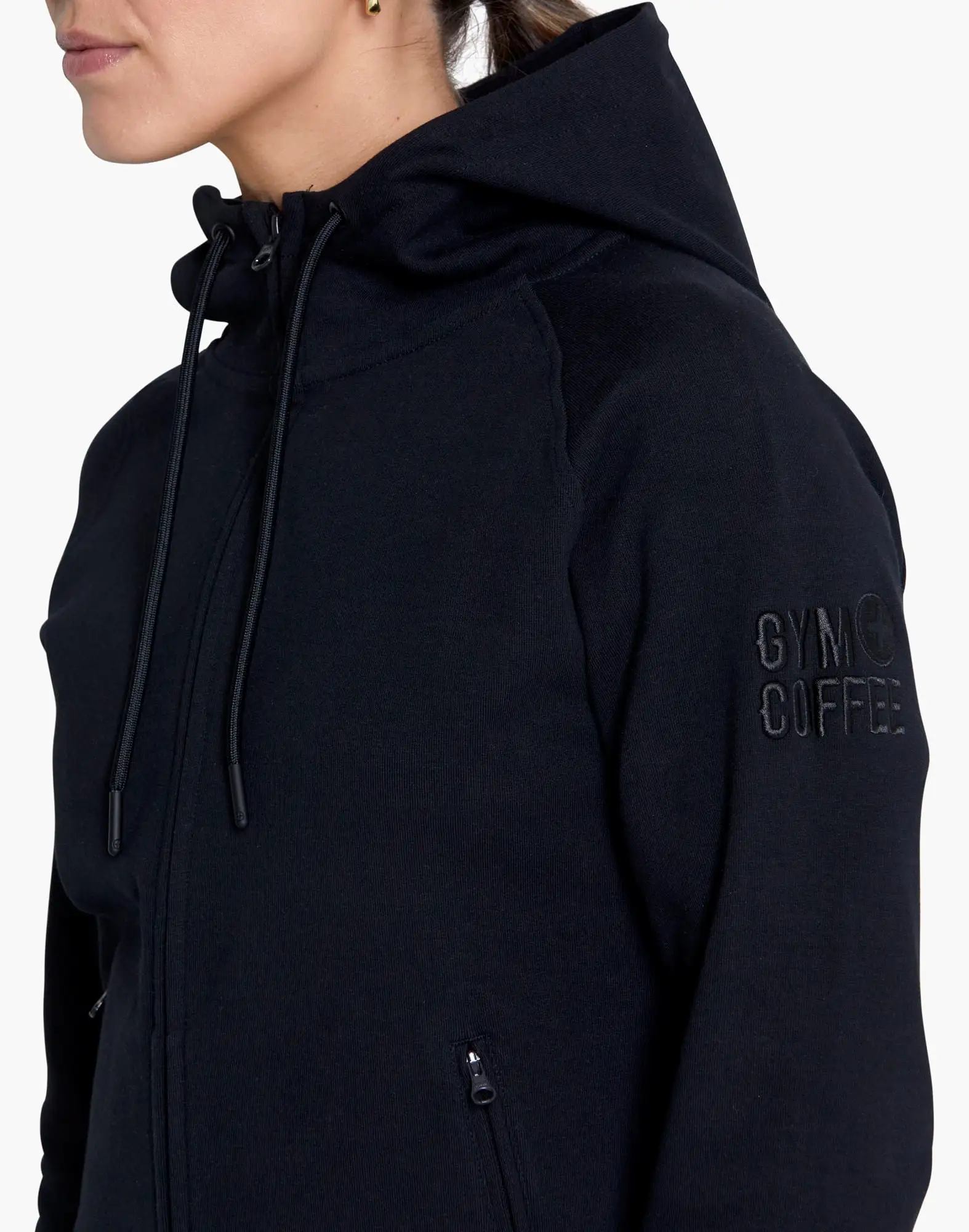 Gym+Coffee Essential Zip Hoodie (Womens) - Black