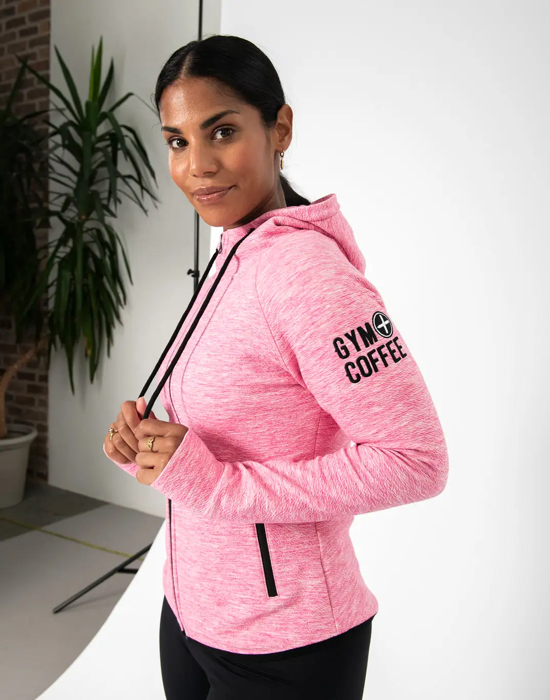 Gym+Coffee Fleck Hoodie (Womens) - Pink