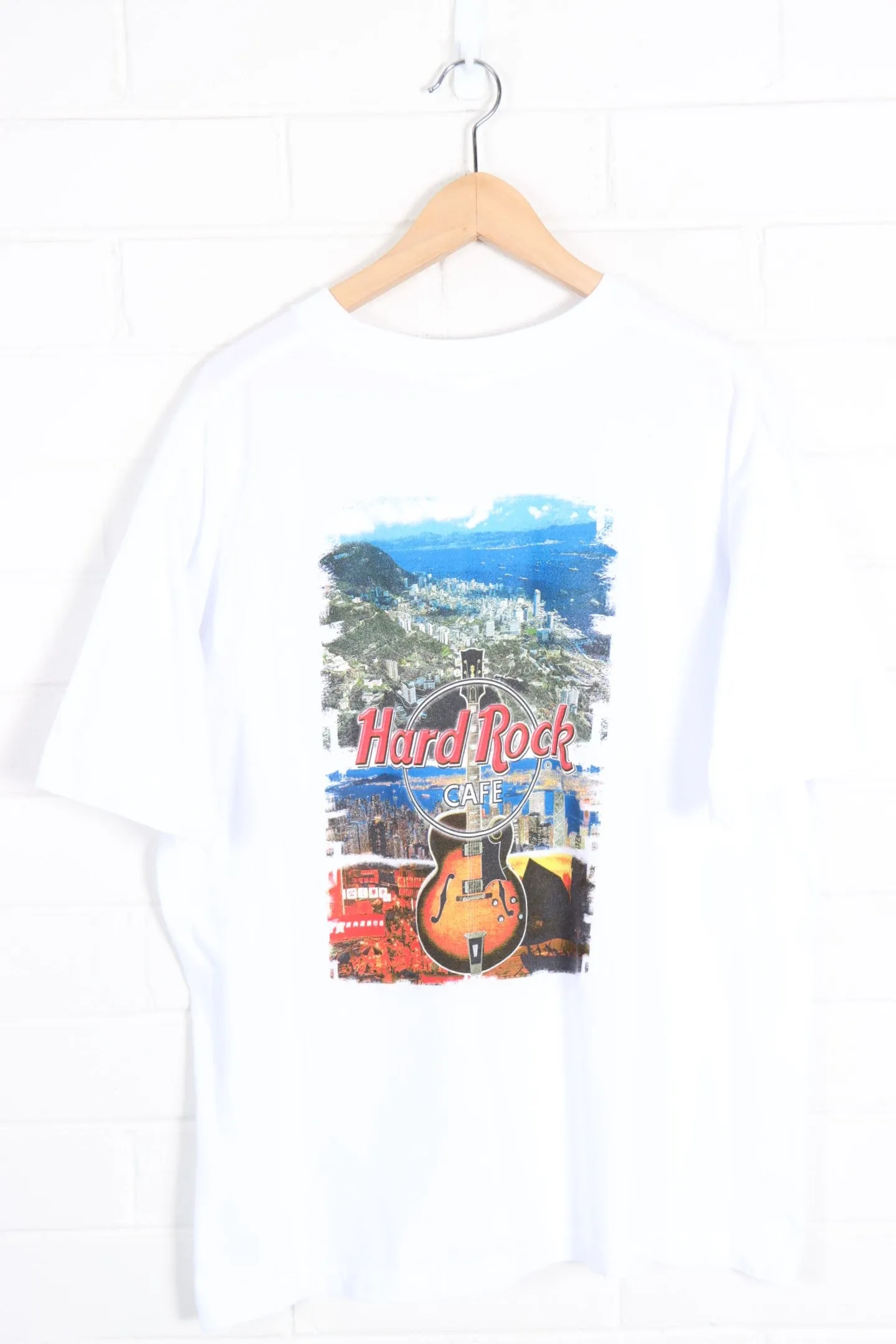 HARD ROCK CAFE Hong Kong 'The Peak' Colourful Front & Back Tee (L)