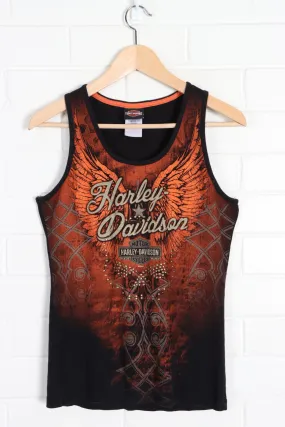 HARLEY DAVIDSON Duke City Embellished Skull Front Back Tank Top (S)