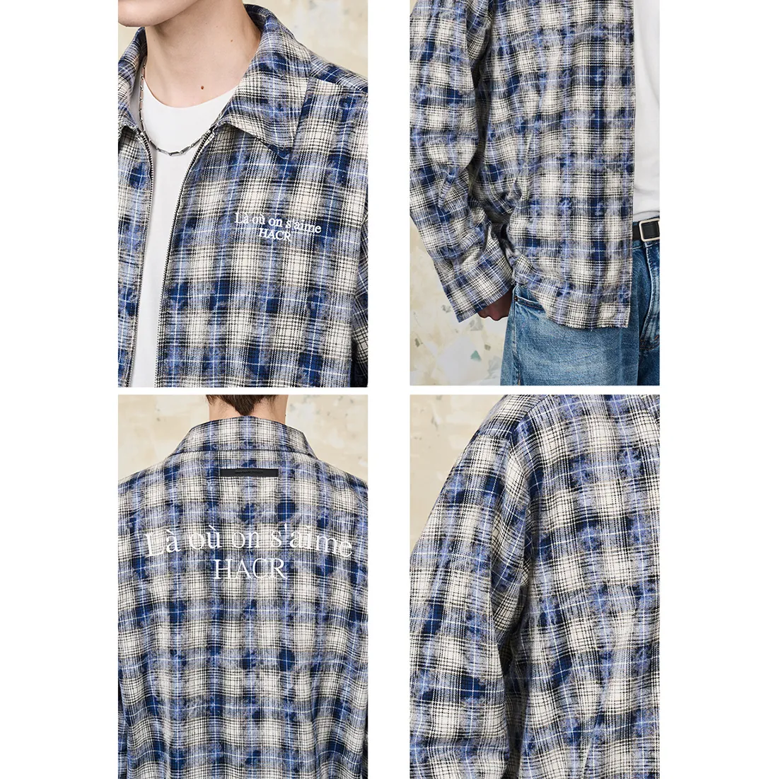 HARSH AND CRUEL  |Other Plaid Patterns Unisex Street Style Long Sleeves Cotton