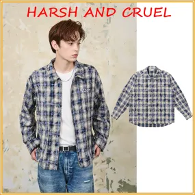 HARSH AND CRUEL  |Other Plaid Patterns Unisex Street Style Long Sleeves Cotton