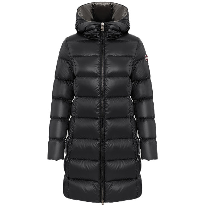 HOODED DOWN JACKET Woman Black Dark Steel