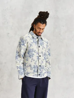 Iggy Jacket Floral Jacquard - Ecru Blue