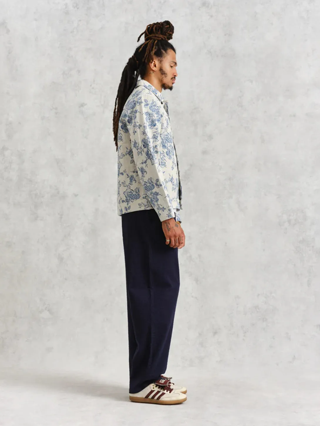 Iggy Jacket Floral Jacquard - Ecru Blue