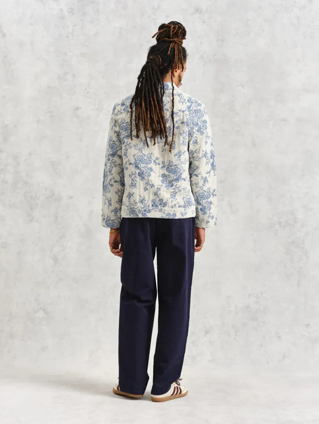 Iggy Jacket Floral Jacquard - Ecru Blue