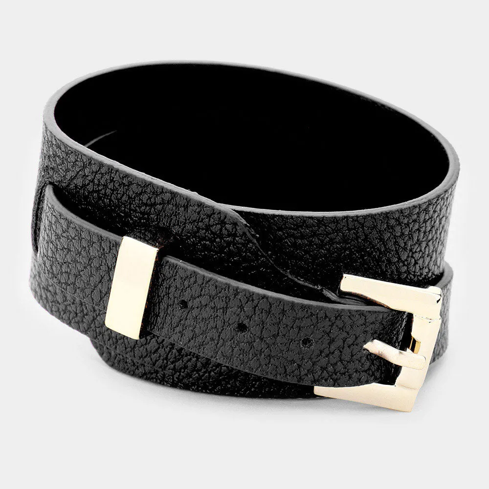 iLLASPARKZ Faux Leather Belt Buckle Wrap Bracelet