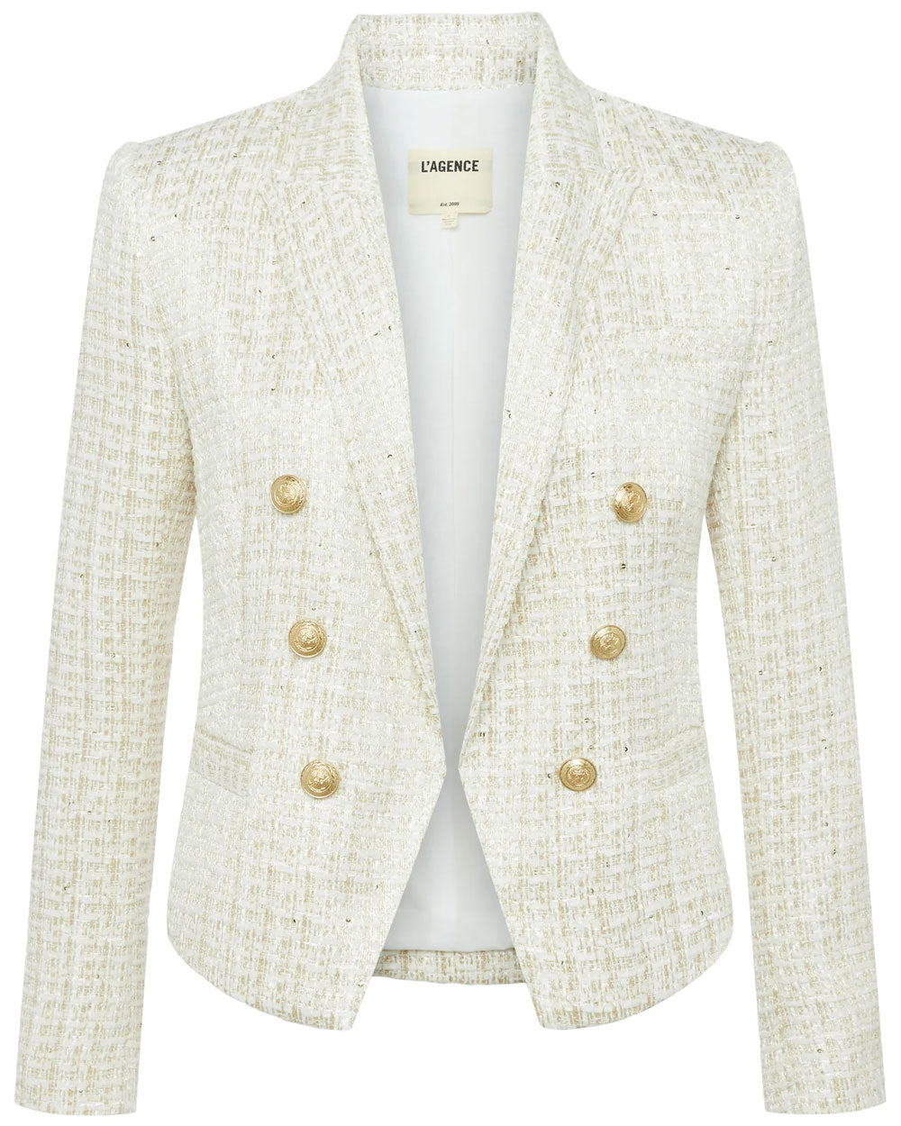 Ivory and Gold Tweed Brooke Blazer