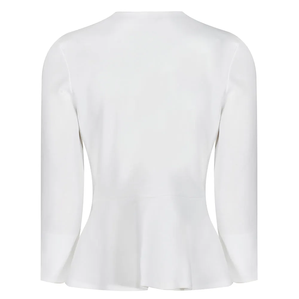 Ivory Long Sleeve Tie Front Jacket