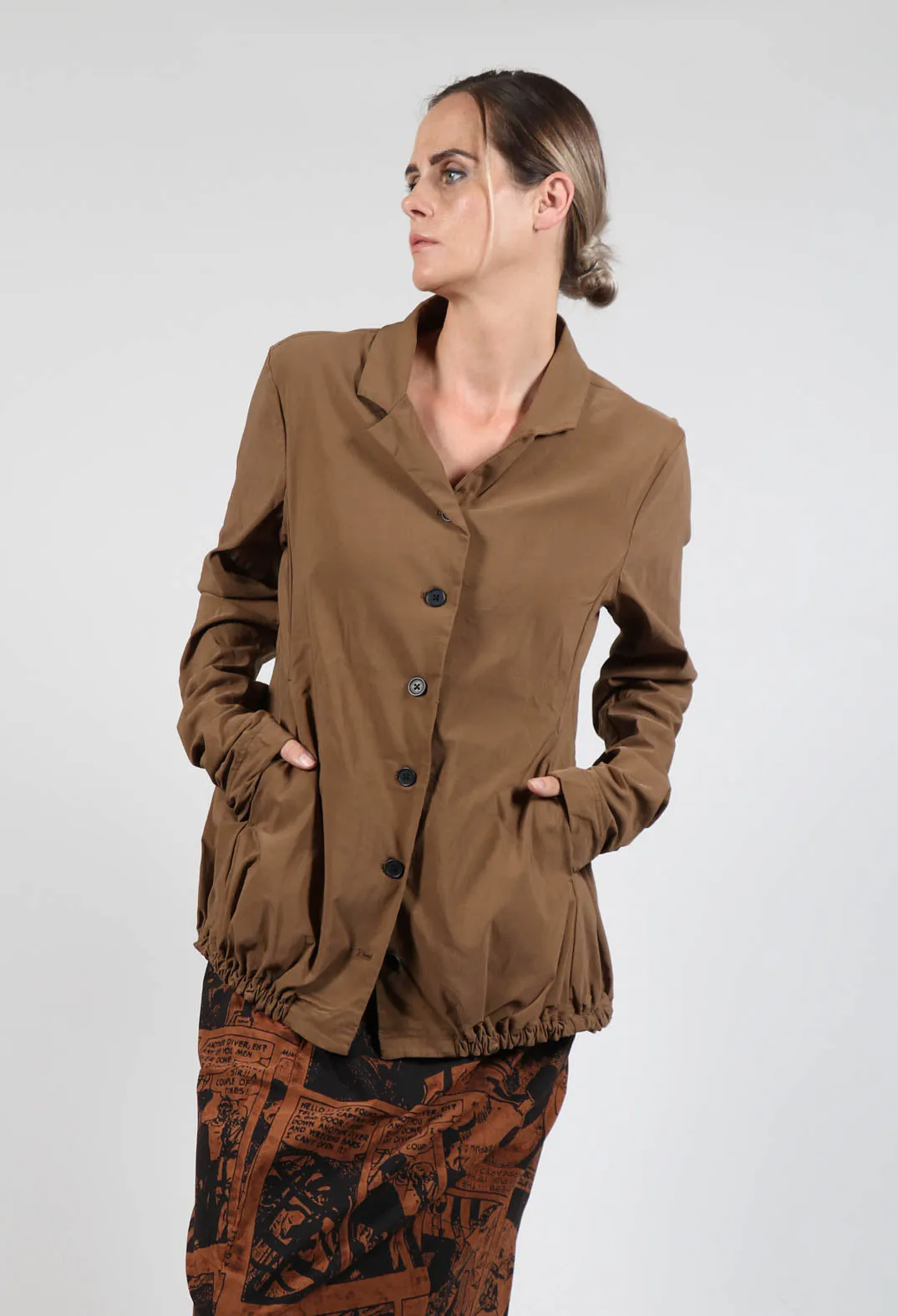 Jacket with Gathered Hem in Bronze