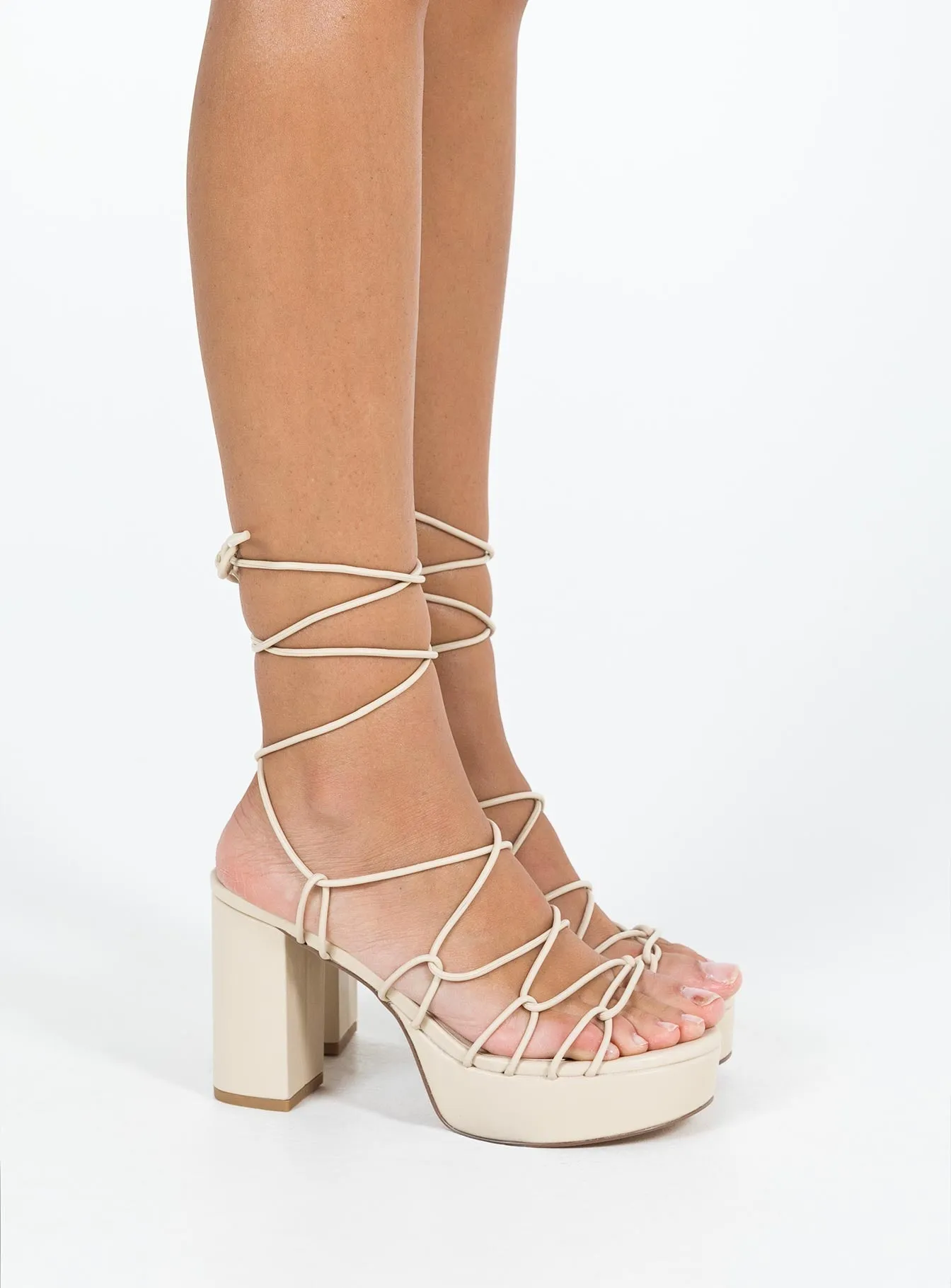 Jae Platform Strappy Heels Cream