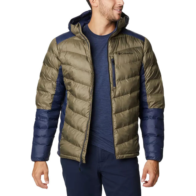 LABYRINTH LOOP DOWN JACKET WITH HOOD Man Stone Green