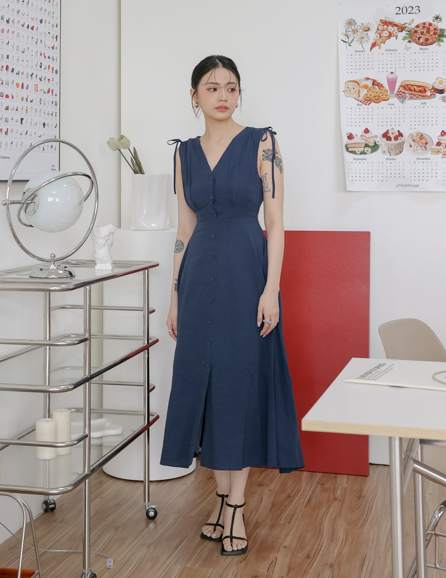 Livia Dress in Navy