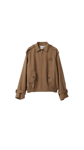 Logo Wool Gabardine Blouson Jacket - Kakhi